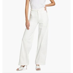 Frame Jeans White Cream Braided Waistband High-Rise Wide-Leg Jeans size 27